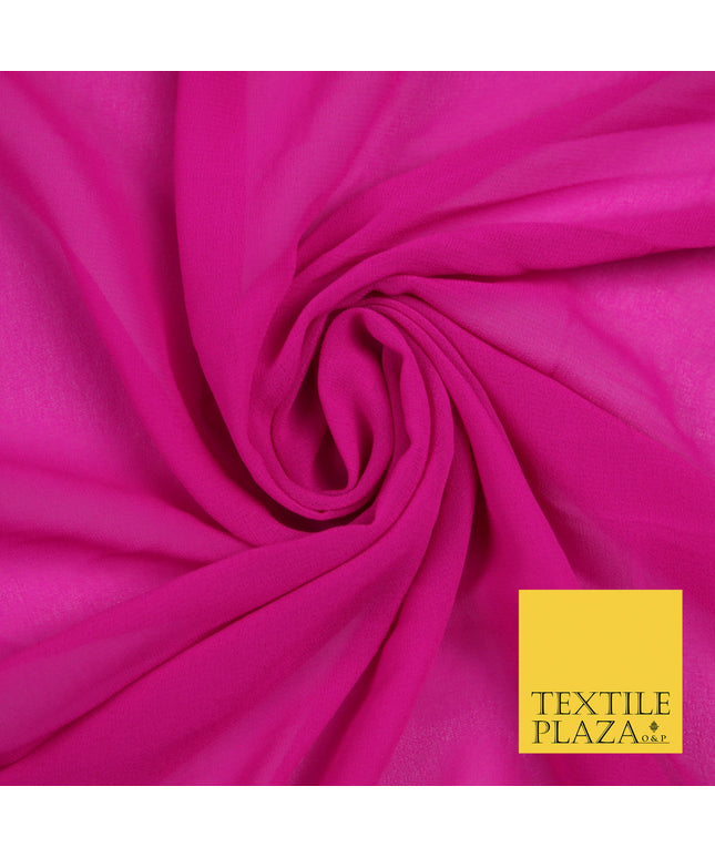 FUCHSIA PINK Premium Plain Dyed Chiffon Fine Soft Georgette Sheer Dress Fabric 5791