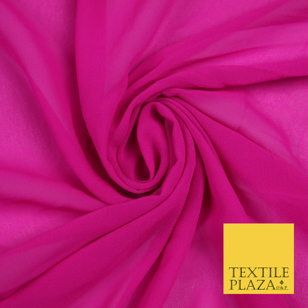 FUCHSIA PINK Premium Plain Dyed Chiffon Fine Soft Georgette Sheer Dress Fabric 5791
