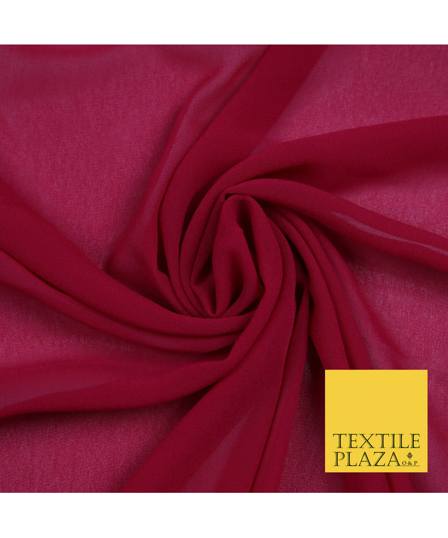 RASPBERRY PINK Premium Plain Dyed Chiffon Fine Soft Georgette Sheer Dress Fabric 5792