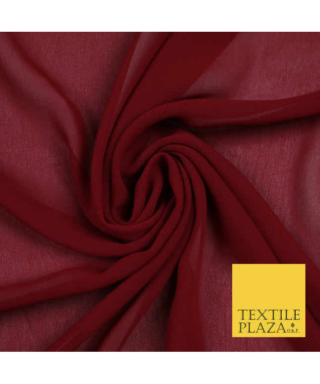 WINE MAROON Premium Plain Dyed Chiffon Fine Soft Georgette Sheer Dress Fabric 5793