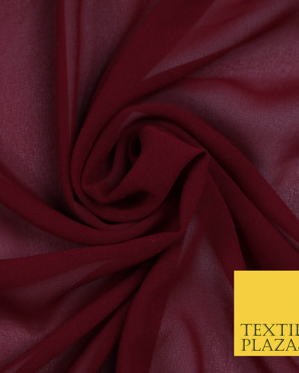 WINE BURGUNDY Premium Plain Dyed Chiffon Fine Soft Georgette Sheer Dress Fabric 5794