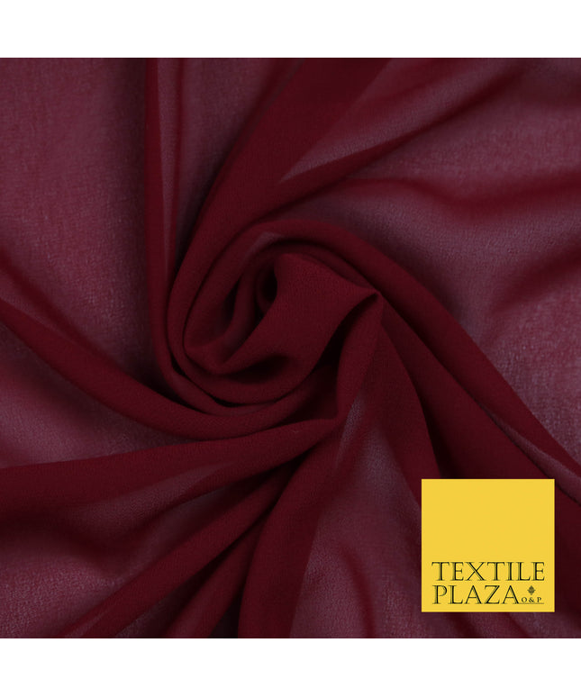 WINE BURGUNDY Premium Plain Dyed Chiffon Fine Soft Georgette Sheer Dress Fabric 5794