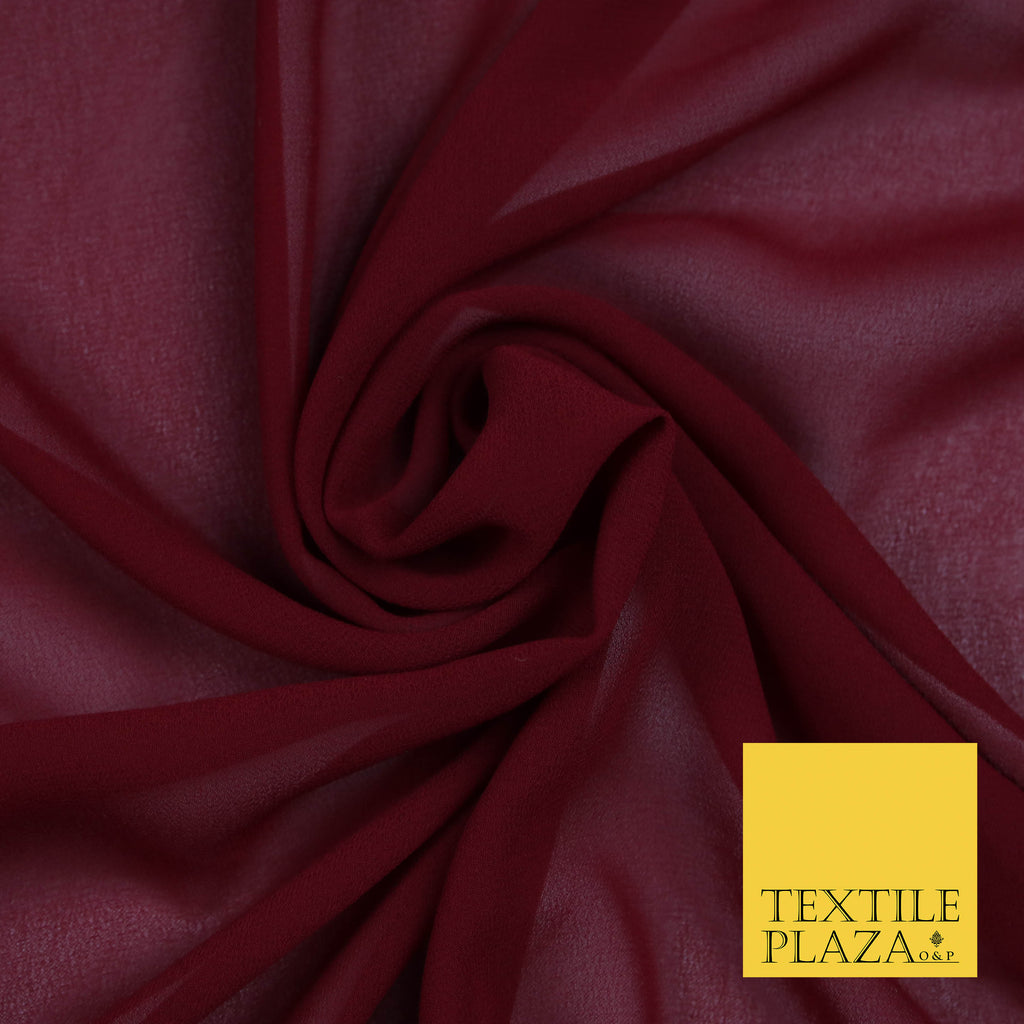 WINE BURGUNDY Premium Plain Dyed Chiffon Fine Soft Georgette Sheer Dress Fabric 5794