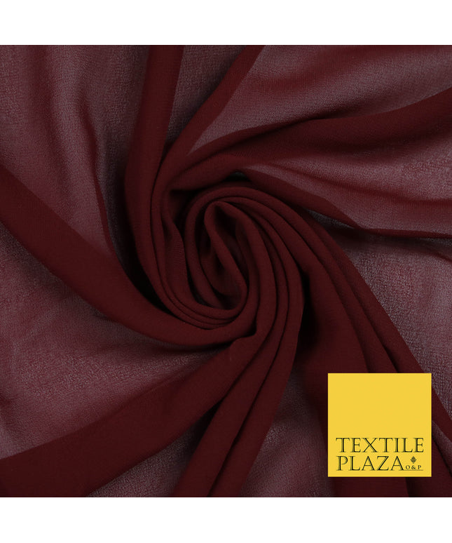 DEEP MAROON Premium Plain Dyed Chiffon Fine Soft Georgette Sheer Dress Fabric 5795