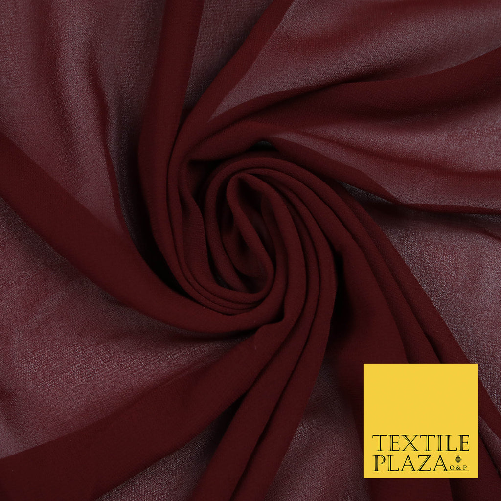 DEEP MAROON Premium Plain Dyed Chiffon Fine Soft Georgette Sheer Dress Fabric 5795
