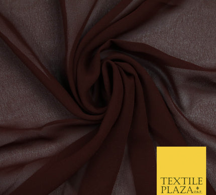 HICKORY BROWN Premium Plain Dyed Chiffon Fine Soft Georgette Sheer Dress Fabric 5796
