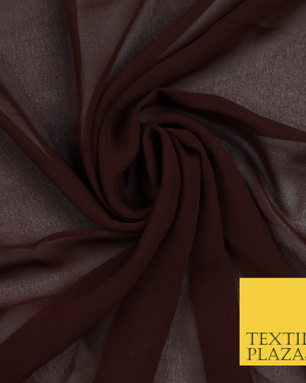 HICKORY BROWN Premium Plain Dyed Chiffon Fine Soft Georgette Sheer Dress Fabric 5796