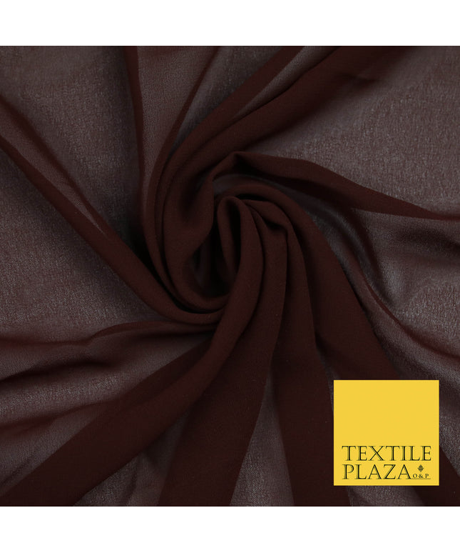 HICKORY BROWN Premium Plain Dyed Chiffon Fine Soft Georgette Sheer Dress Fabric 5796