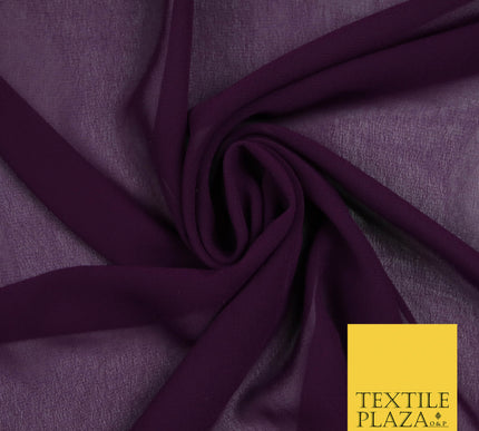 PURPLE PLUM Premium Plain Dyed Chiffon Fine Soft Georgette Sheer Dress Fabric 5798