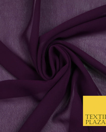 PURPLE PLUM Premium Plain Dyed Chiffon Fine Soft Georgette Sheer Dress Fabric 5798