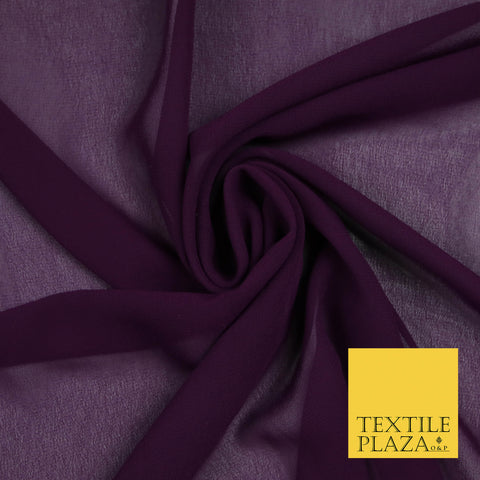 PURPLE PLUM Premium Plain Dyed Chiffon Fine Soft Georgette Sheer Dress Fabric 5798