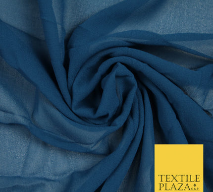 PETROL BLUE Premium Plain Dyed Chiffon Fine Soft Georgette Sheer Dress Fabric 5801