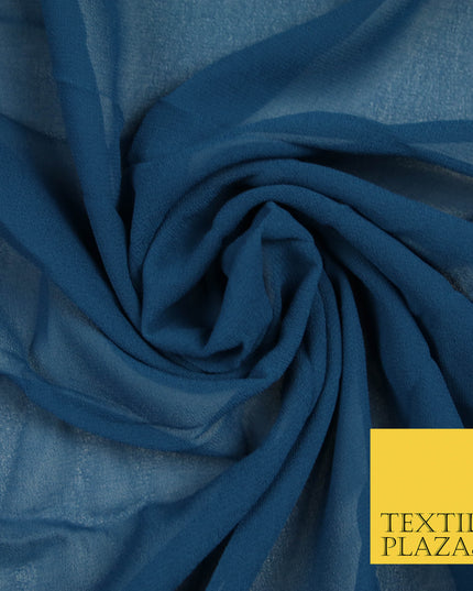 PETROL BLUE Premium Plain Dyed Chiffon Fine Soft Georgette Sheer Dress Fabric 5801