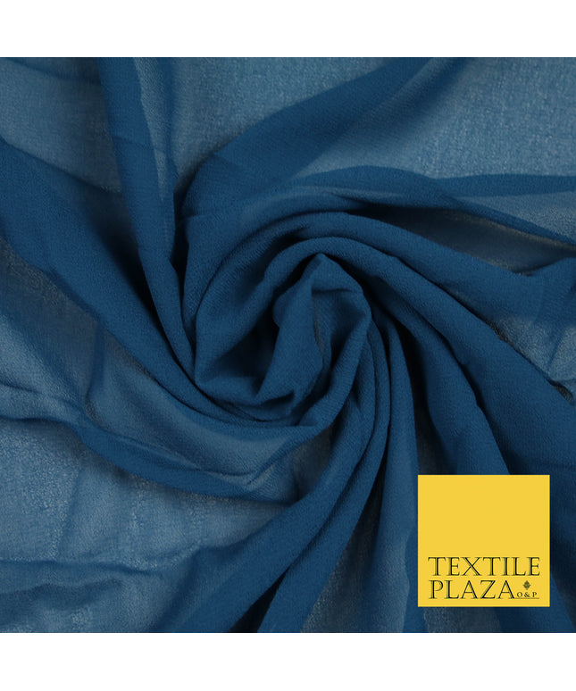 PETROL BLUE Premium Plain Dyed Chiffon Fine Soft Georgette Sheer Dress Fabric 5801