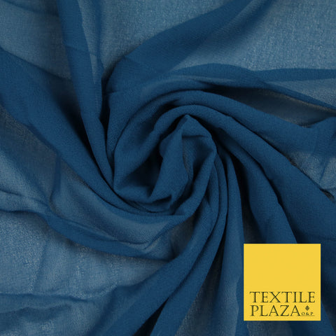 PETROL BLUE Premium Plain Dyed Chiffon Fine Soft Georgette Sheer Dress Fabric 5801