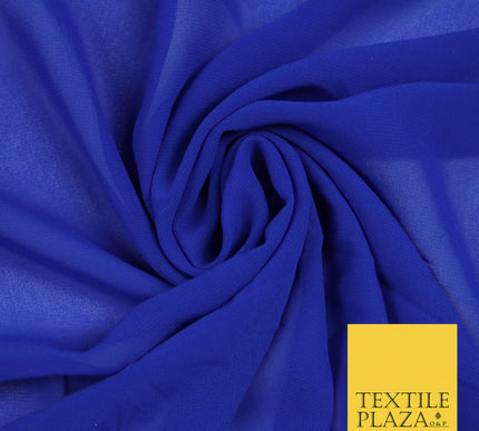 ROYAL BLUE Premium Plain Dyed Chiffon Fine Soft Georgette Sheer Dress Fabric 5802