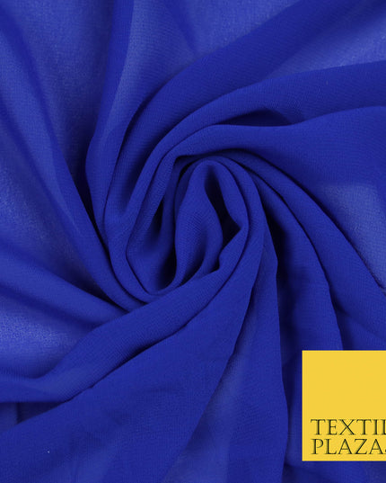 ROYAL BLUE Premium Plain Dyed Chiffon Fine Soft Georgette Sheer Dress Fabric 5802
