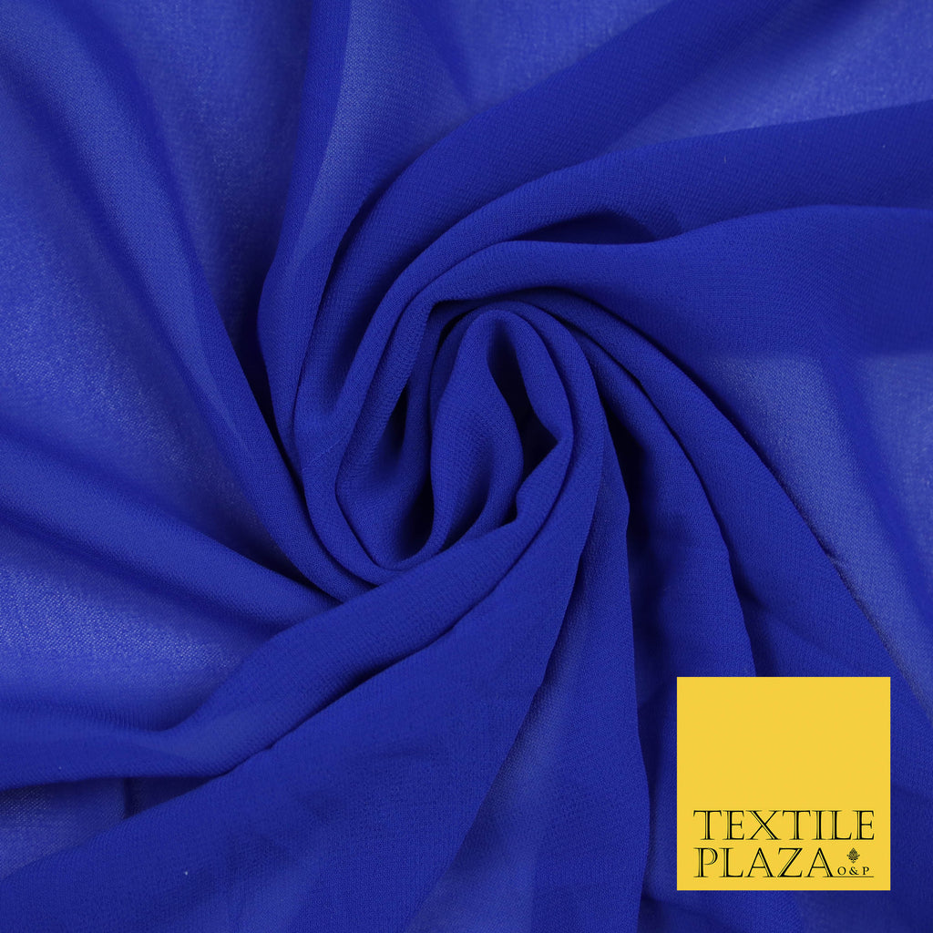 ROYAL BLUE Premium Plain Dyed Chiffon Fine Soft Georgette Sheer Dress Fabric 5802