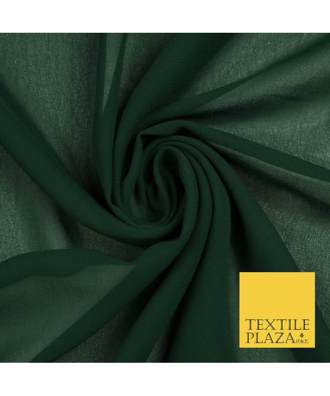 DARK GREEN Premium Plain Dyed Chiffon Fine Soft Georgette Sheer Dress Fabric 5803