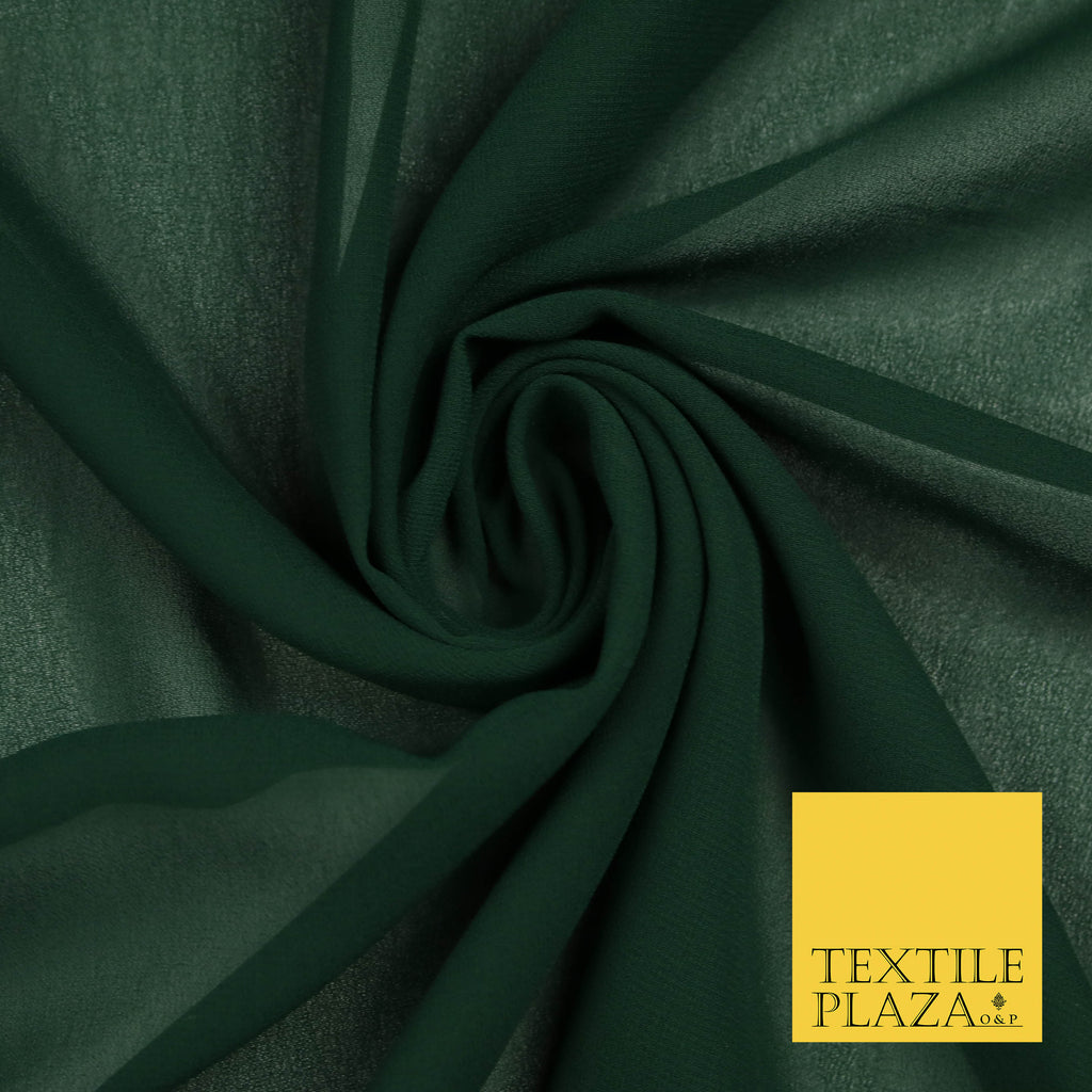 DARK GREEN Premium Plain Dyed Chiffon Fine Soft Georgette Sheer Dress Fabric 5803