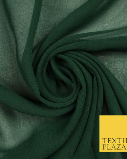 BOTTLE GREEN Premium Plain Dyed Chiffon Fine Soft Georgette Sheer Dress Fabric 5804