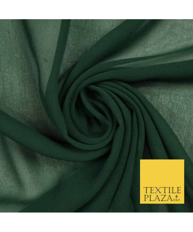 BOTTLE GREEN Premium Plain Dyed Chiffon Fine Soft Georgette Sheer Dress Fabric 5804