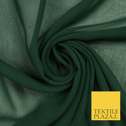 BOTTLE GREEN Premium Plain Dyed Chiffon Fine Soft Georgette Sheer Dress Fabric 5804