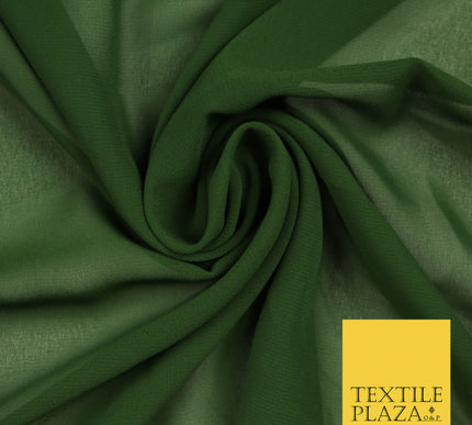 OLIVE GREEN Premium Plain Dyed Chiffon Fine Soft Georgette Sheer Dress Fabric 5805