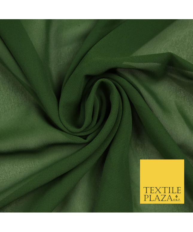 OLIVE GREEN Premium Plain Dyed Chiffon Fine Soft Georgette Sheer Dress Fabric 5805