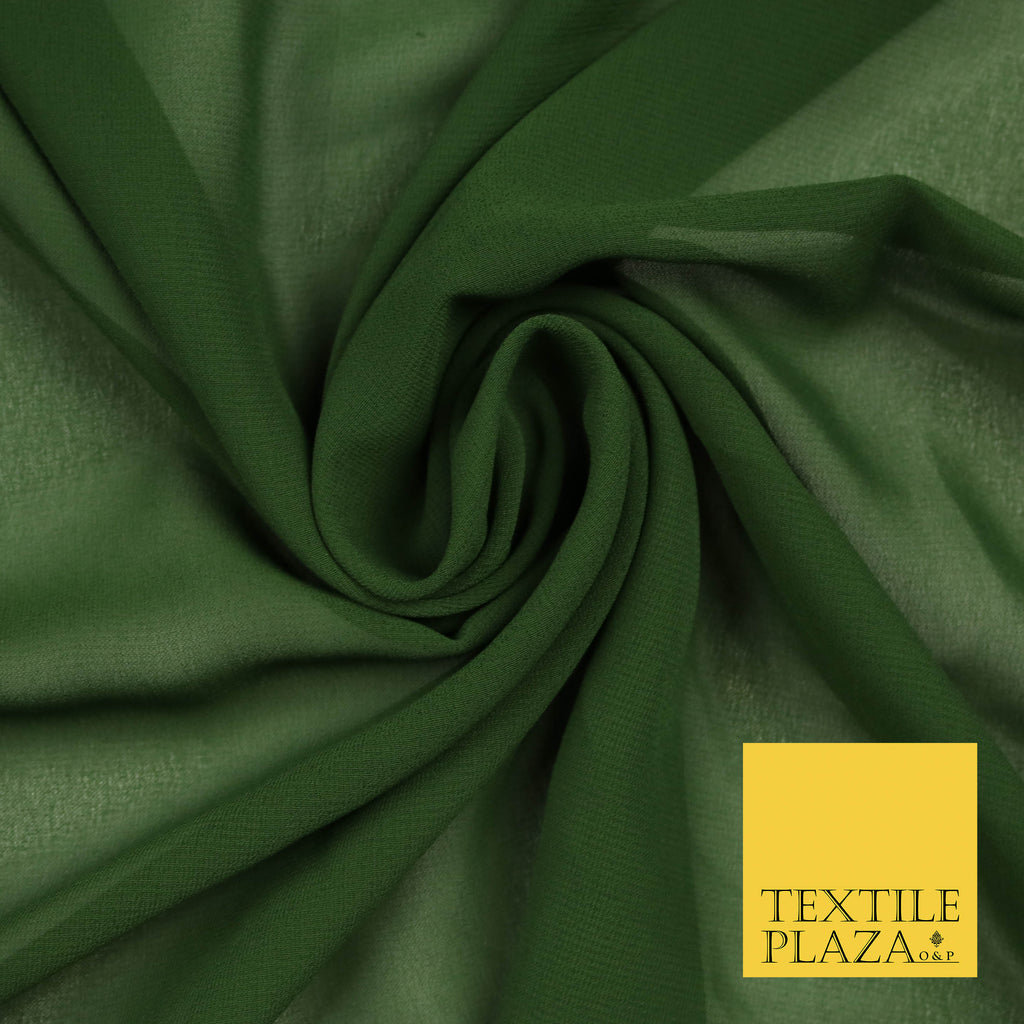 OLIVE GREEN Premium Plain Dyed Chiffon Fine Soft Georgette Sheer Dress Fabric 5805