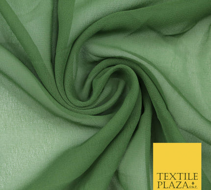 KHAKI MILITARY GREEN Premium Plain Dyed Chiffon Fine Soft Georgette Sheer Dress Fabric 5806
