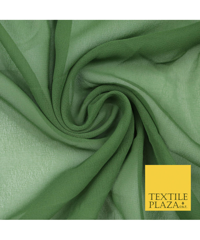KHAKI MILITARY GREEN Premium Plain Dyed Chiffon Fine Soft Georgette Sheer Dress Fabric 5806