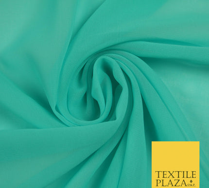 AQUAMARINE Premium Plain Dyed Chiffon Fine Soft Georgette Sheer Dress Fabric 5812
