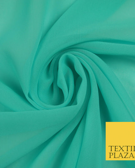 AQUAMARINE Premium Plain Dyed Chiffon Fine Soft Georgette Sheer Dress Fabric 5812