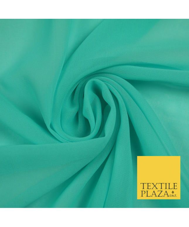 AQUAMARINE Premium Plain Dyed Chiffon Fine Soft Georgette Sheer Dress Fabric 5812