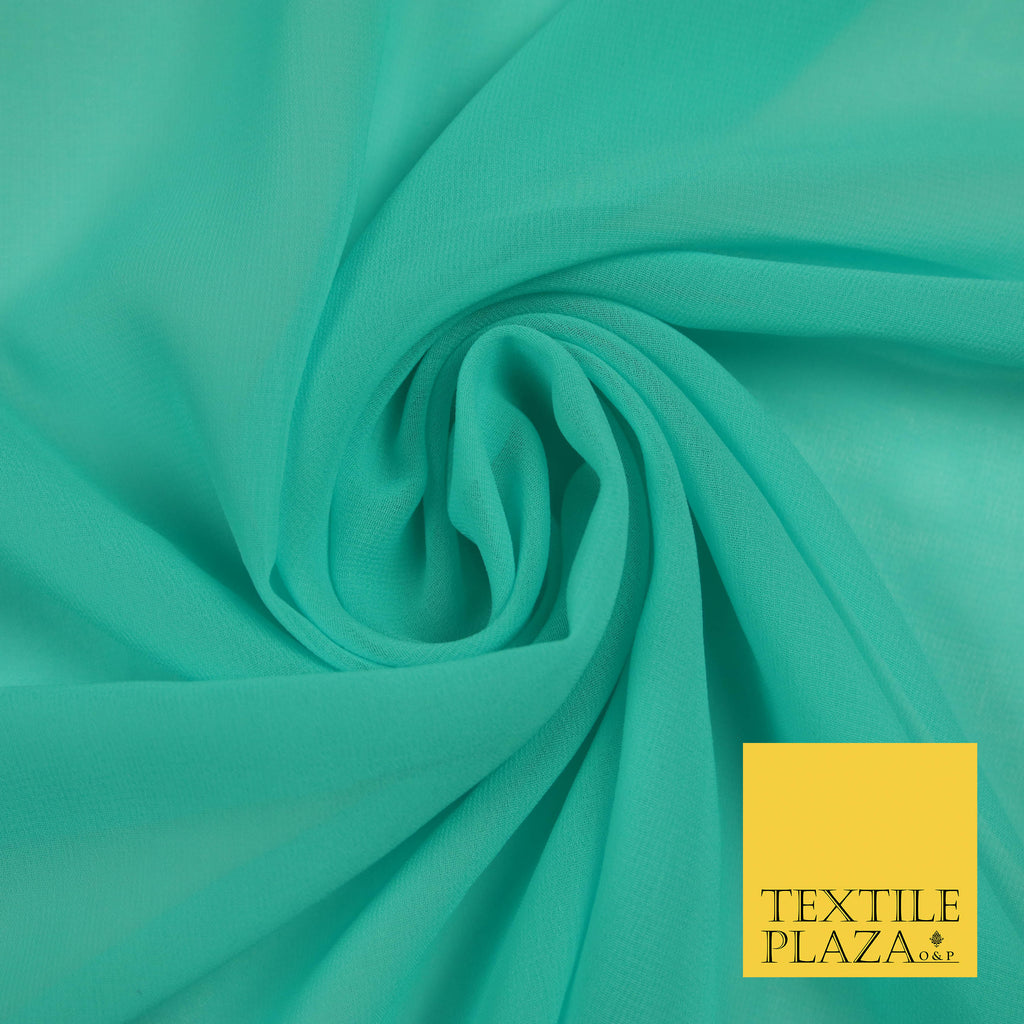 AQUAMARINE Premium Plain Dyed Chiffon Fine Soft Georgette Sheer Dress Fabric 5812