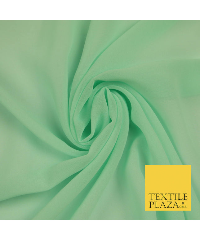 LIGHT MINT GREEN Premium Plain Dyed Chiffon Fine Soft Georgette Sheer Dress Fabric 5813