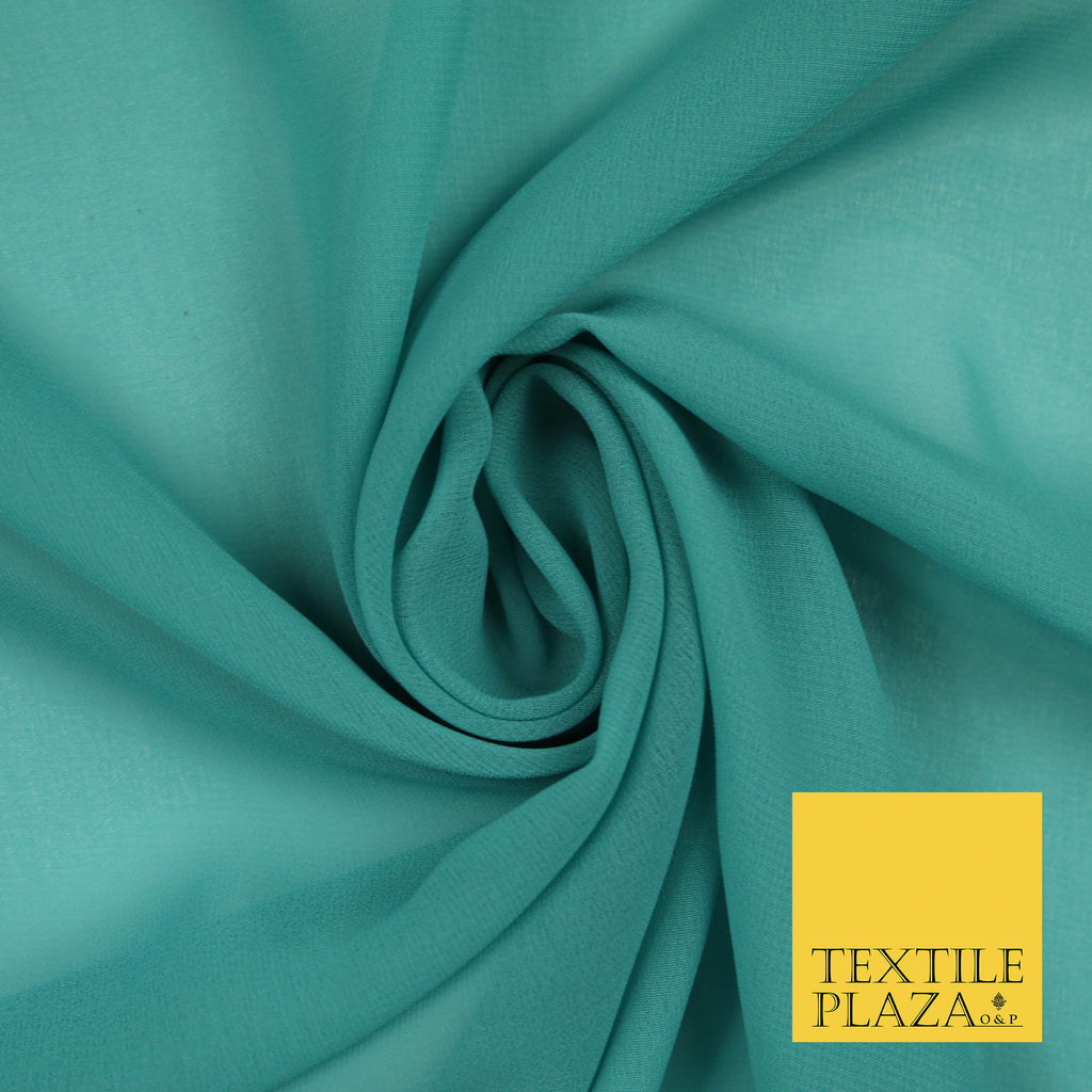 SEA GREEN BLUE Premium Plain Dyed Chiffon Fine Soft Georgette Sheer Dress Fabric 5816