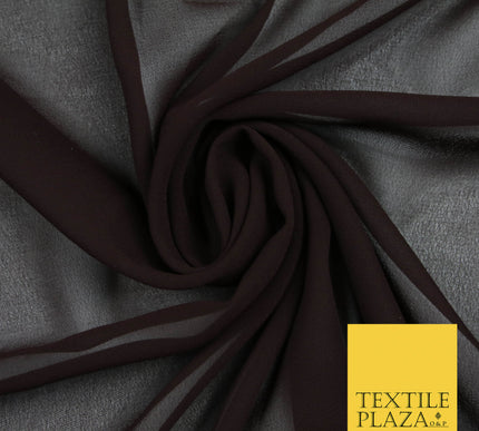 DARK BROWN Premium Plain Dyed Chiffon Fine Soft Georgette Sheer Dress Fabric 5818
