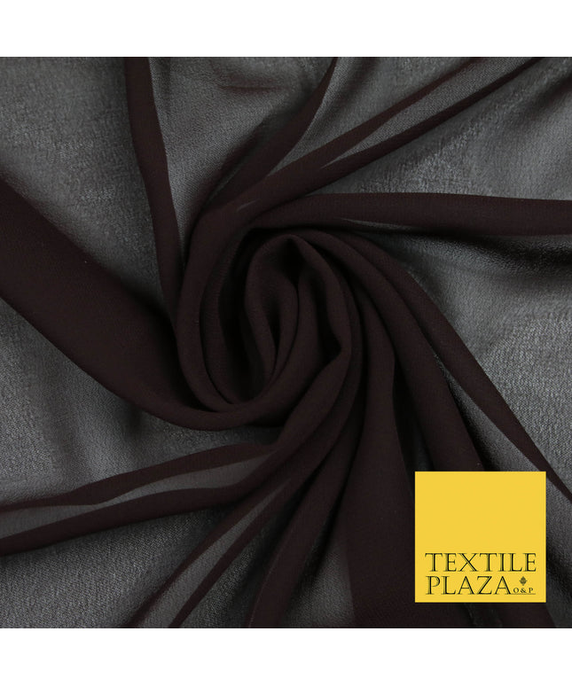 DARK BROWN Premium Plain Dyed Chiffon Fine Soft Georgette Sheer Dress Fabric 5818