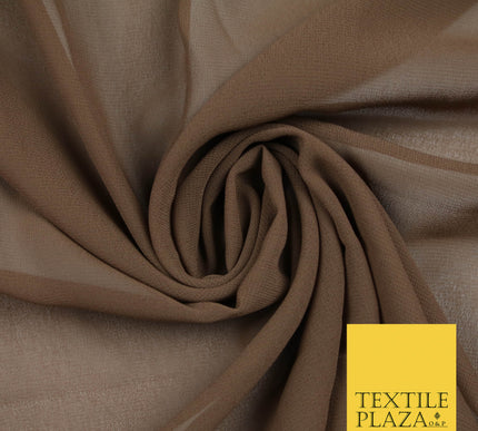 WALNUT BROWN Premium Plain Dyed Chiffon Fine Soft Georgette Sheer Dress Fabric 5819
