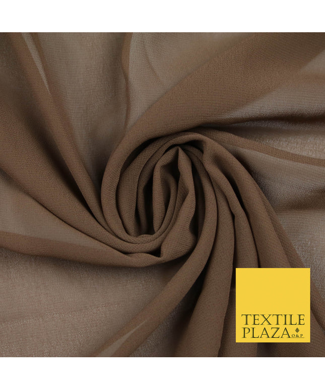 WALNUT BROWN Premium Plain Dyed Chiffon Fine Soft Georgette Sheer Dress Fabric 5819