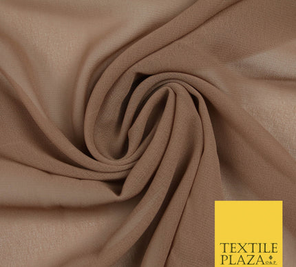 CAPPUCCINO 1 Premium Plain Dyed Chiffon Fine Soft Georgette Sheer Dress Fabric 5820