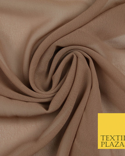 CAPPUCCINO 1 Premium Plain Dyed Chiffon Fine Soft Georgette Sheer Dress Fabric 5820