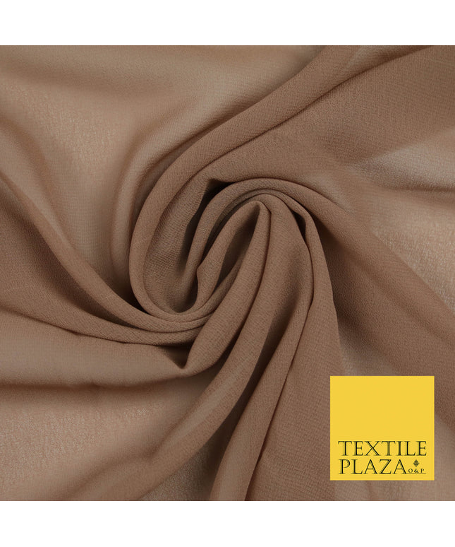 CAPPUCCINO 1 Premium Plain Dyed Chiffon Fine Soft Georgette Sheer Dress Fabric 5820