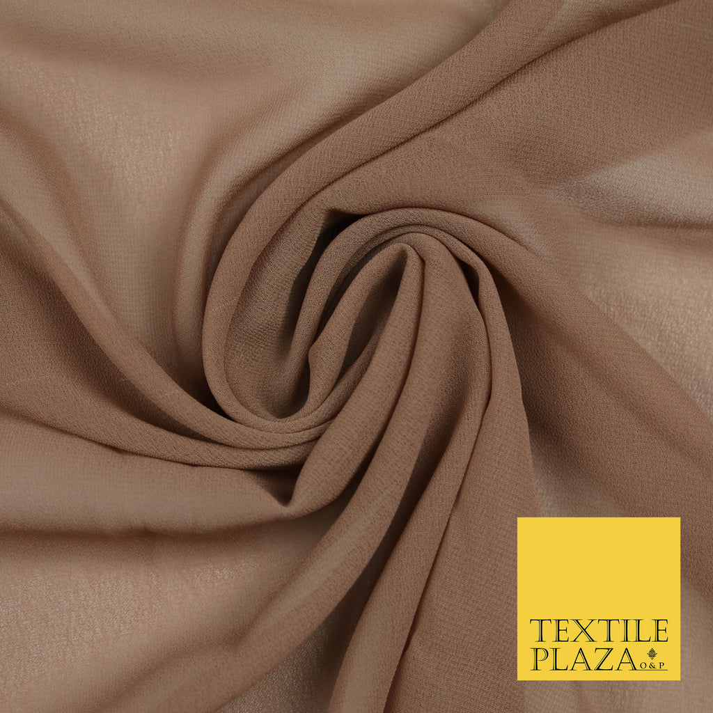 CAPPUCCINO 1 Premium Plain Dyed Chiffon Fine Soft Georgette Sheer Dress Fabric 5820