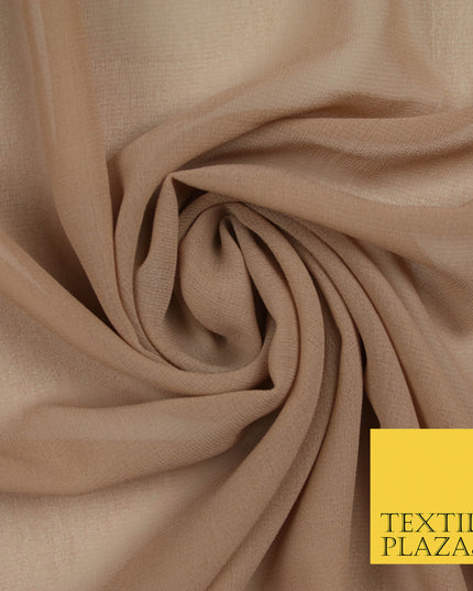CAPPUCCINO 2 Premium Plain Dyed Chiffon Fine Soft Georgette Sheer Dress Fabric 5821