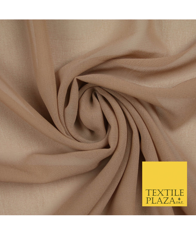 CAPPUCCINO 2 Premium Plain Dyed Chiffon Fine Soft Georgette Sheer Dress Fabric 5821