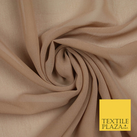 CAPPUCCINO 2 Premium Plain Dyed Chiffon Fine Soft Georgette Sheer Dress Fabric 5821