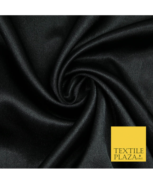 BLACK Plain Solid Crepe Back Satin Fabric Material Dress Bridal 58" 5862